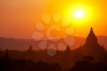 Royalty Free Photo of Bagan at Sunset in Myanmar