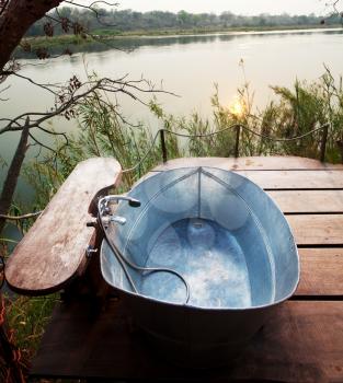 Royalty Free Photo of an Outdoor Bathtub