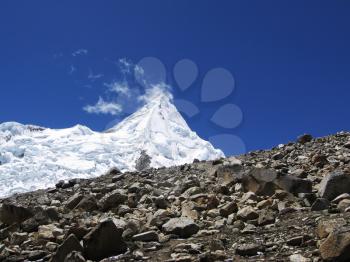 Royalty Free Photo of Alpamayo Summit Mountain in the Cordilleras