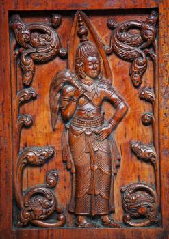 Royalty Free Photo of a Wood Carving in Sri Lanka