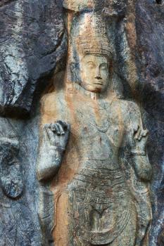 Royalty Free Photo of a Carving in a Buddist Temple in Buduruvagala Sri Lanka