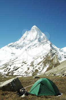 Royalty Free Photo of a Tent in the Himalayas