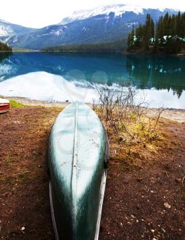 Royalty Free Photo of a Canoe at a Lake in Canada