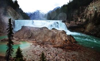 Royalty Free Photo of Canadian Mountain and Waterfall