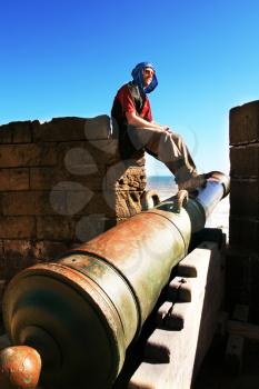 Royalty Free Photo of a Cannon in Esaouira Morocco
