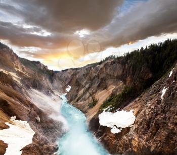 Royalty Free Photo of a Canyon in Yellowstone Park