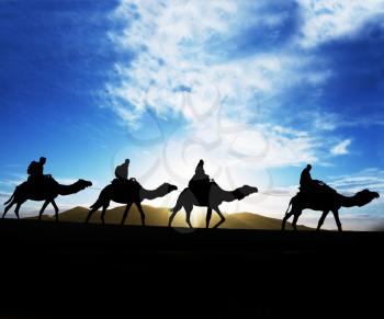 Royalty Free Photo of a Caravan in the Sahara Desert