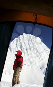 Royalty Free Photo of a Climber at Alpamayo Peak