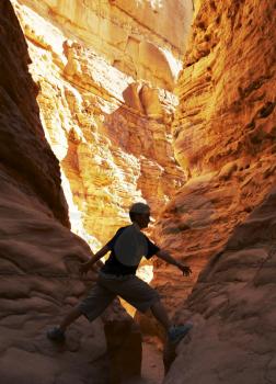 Royalty Free Photo of a Climber in a Canyon
