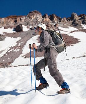 Royalty Free Photo of a Mountain Climber on Mount Shasta, USA