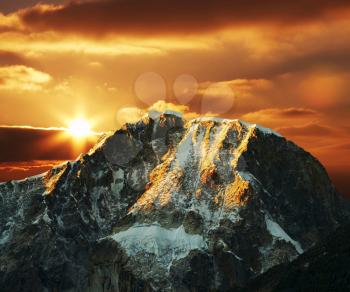 Royalty Free Photo of the Cordillera Mountains at Sunset