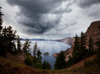 Royalty Free Photo of a Storm Over Crater Lake, USA