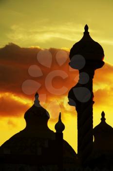 Royalty Free Photo of a Cupola Silhouette at Sunset