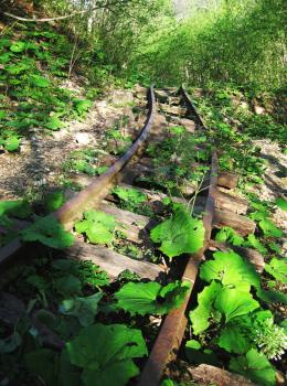 Royalty Free Photo of a Deserted Railway in the Caucasus