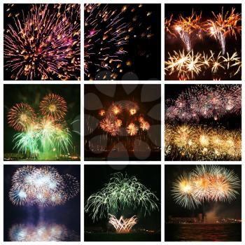 Royalty Free Photo of a Collage of Fireworks