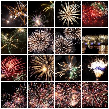 Royalty Free Photo of a Collage of Fireworks