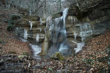 Royalty Free Photo of a Waterfall in the Crimean Forest