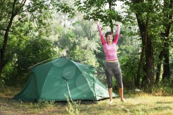 Royalty Free Photo of a Woman Camping