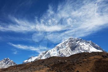Royalty Free Photo of Nuptse Mountain Peak in the Himalayan Mountains