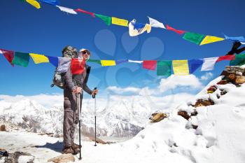 Royalty Free Photo of a Hiker at Mount Everest