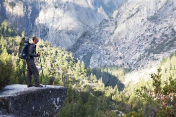 Royalty Free Photo of a Hiker in Yosemite Mountains