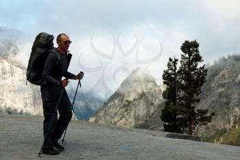 Royalty Free Photo of a Hiker in Yosemite Mountains
