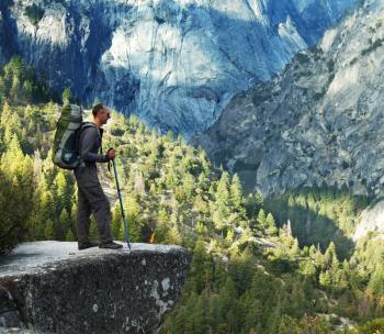 Royalty Free Photo of a Man Hiking in Yosemite