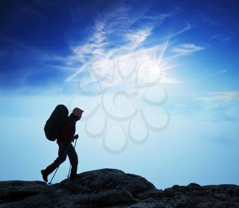 Royalty Free Photo of a Silhouette of a Hiker