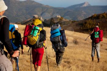Royalty Free Photo of Hikers in the Crimean Mountains