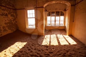 Royalty Free Photo of an Abandoned House in Kolmanskop, Namibia