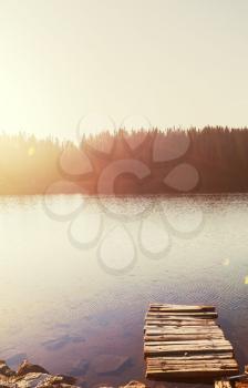 Royalty Free Photo of a Lake and Dock 
