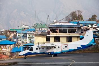 Royalty Free Photo of an Aircraft in Lukla Airport