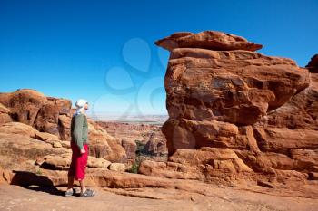 Royalty Free Photo of a Man in a Canyon