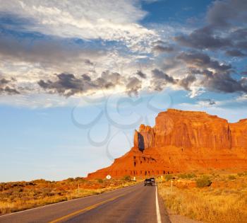 Royalty Free Photo of Road Through Monument Valley in Utah, USA