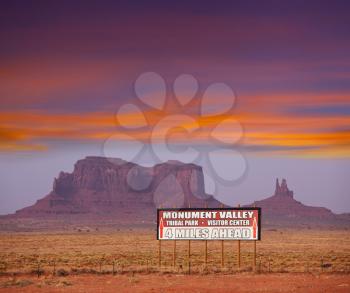 Royalty Free Photo of a Road Sign for Monument Valley in Utah, USA