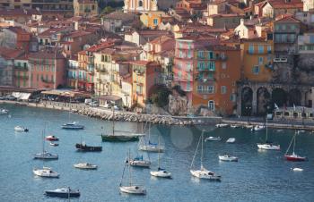 Royalty Free Photo of a View of a Luxury Resort and Bay of Cote d'Azur in France.