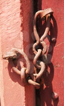 Royalty Free Photo of an Chain on a Door