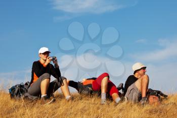 Royalty Free Photo of Backpackers Resting