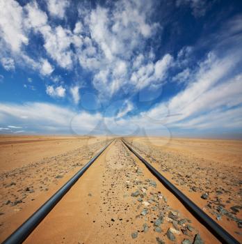 Royalty Free Photo of a Railway in the Mongolian Desert