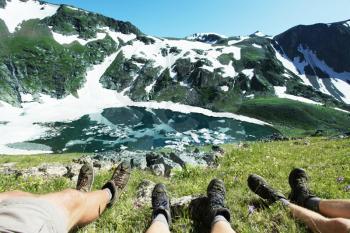 Royalty Free Photo of People Relaxing in the Mountains