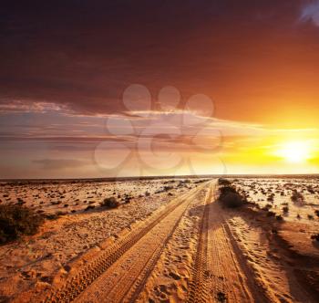 Royalty Free Photo of a Road in the Sahara Desert