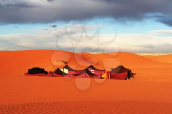 Royalty Free Photo of a Tour Camp in the Sahara Desert