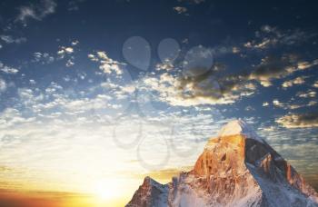 Royalty Free Photo of Shivling Peak at Sunset