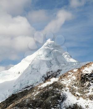 Royalty Free Photo of a Snow Covered Mountain in the Cordilleras