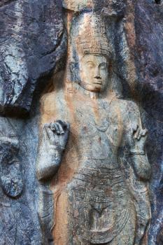 Royalty Free Photo of a Carving in Buduruvagala Buddhist Temple, Sri Lanka