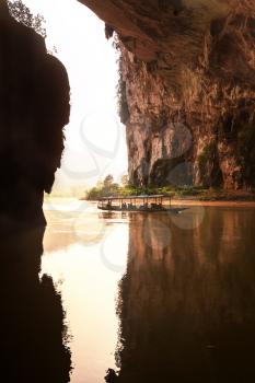 river in cave, BaBe lake NP, Vietnam