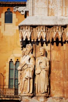 The figures of saints on the Catholic cathedral, Tarragona,Spain