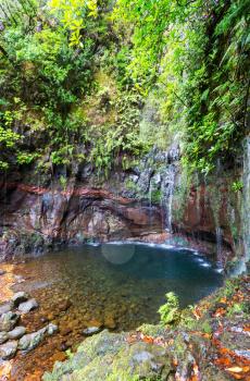 beautiful waterfall on Madeira island