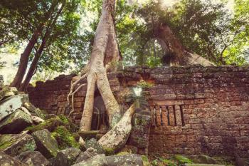 Ancient Khmer civilization ruins of Angkor near Siem Reap, Cambodia