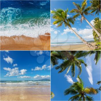 tropical beach collage